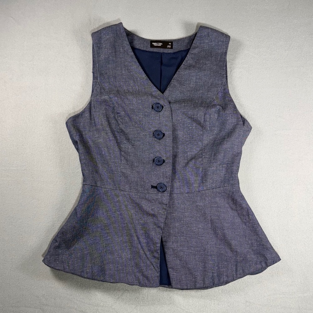 Simply Vera Vera Wang Peplum Vest Womens XS Blue Excellent